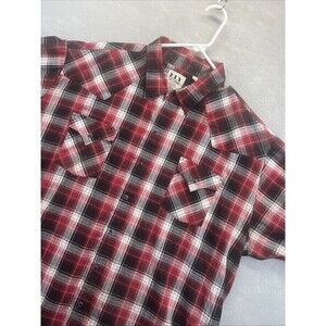 Ely Cattleman Mens Shirt Pearl Snap Plaid Short Sleeve Western Button 3XLT Tall